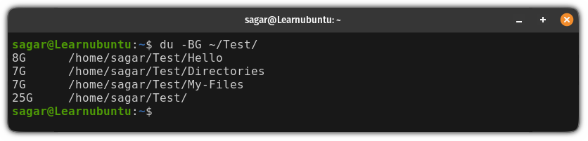 get du output in gigabytes